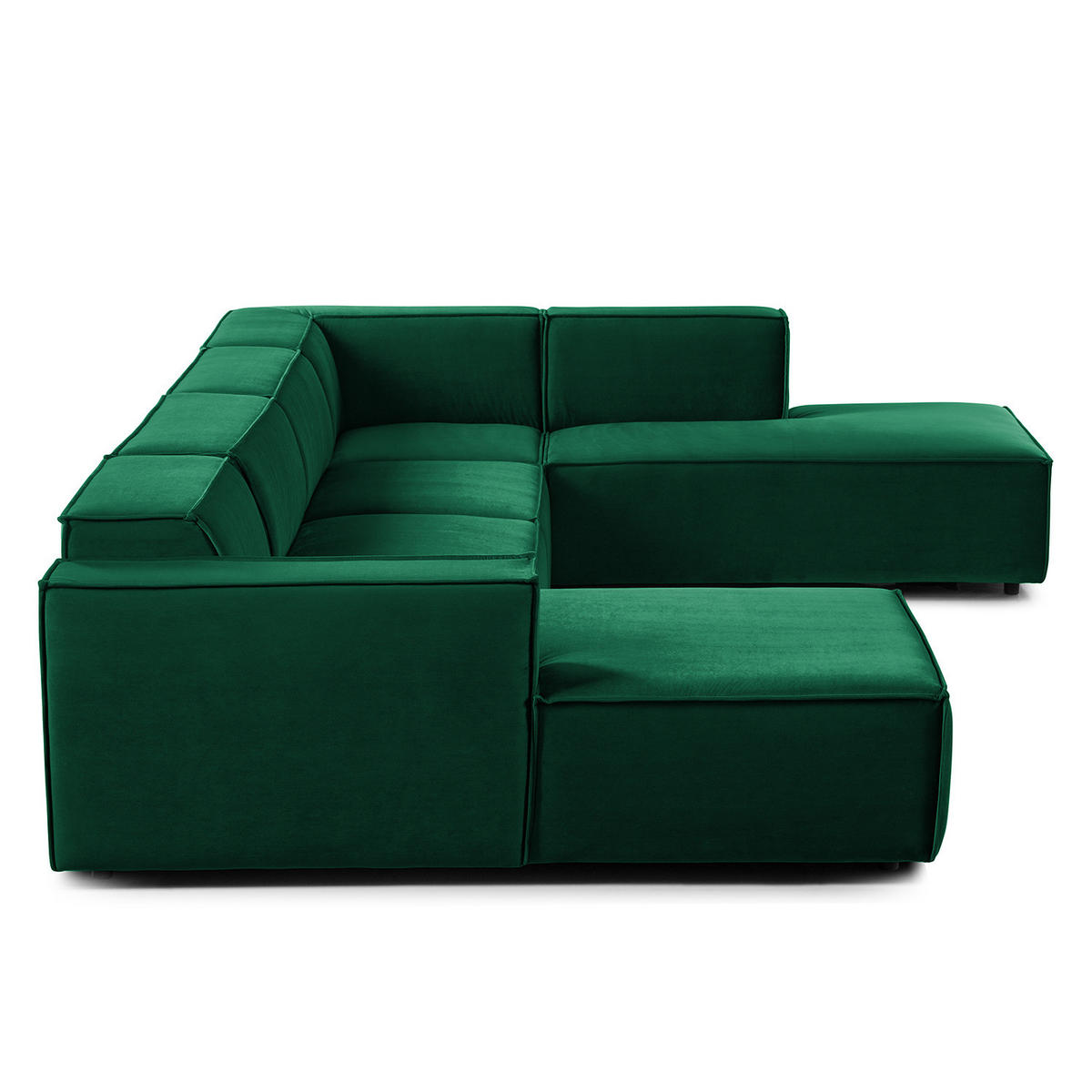 WOHNLANDSCHAFT mit Longchair & Ottomane - Dunkelgrün/Schwarz, Kunststoff/Textil (369/70/234cm) - home24