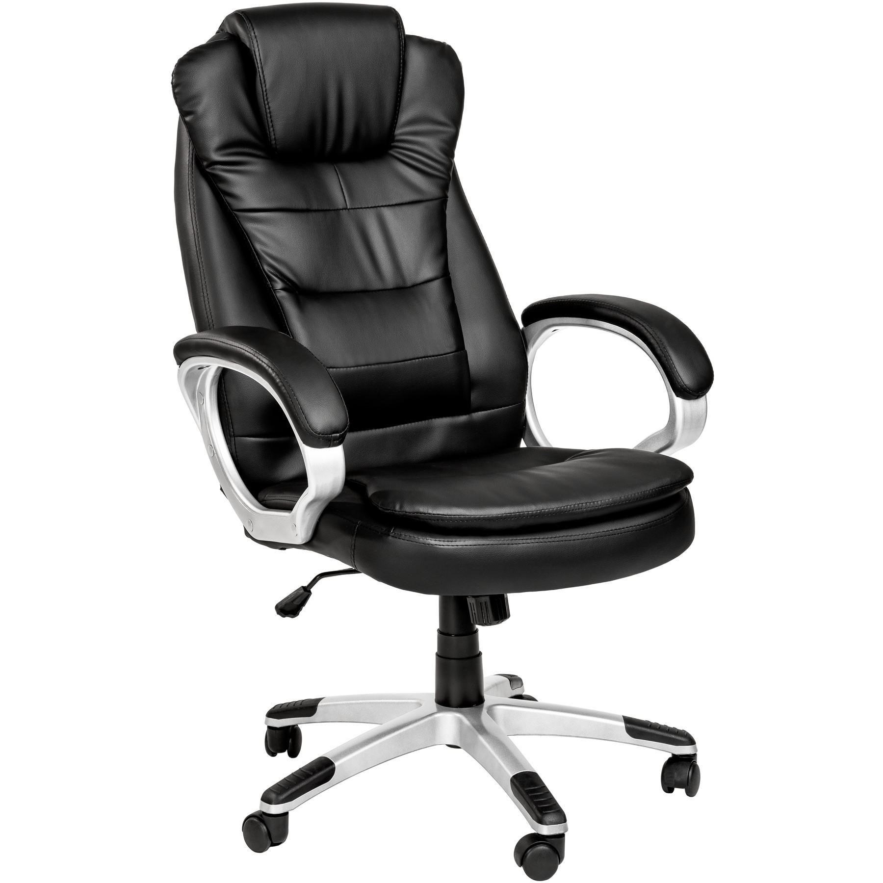 BÜROSTUHL Zulu,einstellbare Wippfunktion,schwarz - Schwarz, Leder (53/55/53cm) - tectake