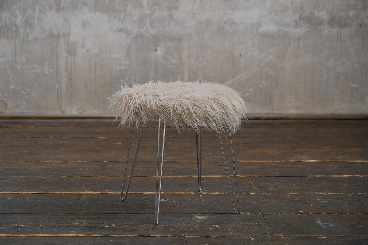 HOCKER SINA Grau - Grau, Fell (43/45/43cm) - KAWOLA