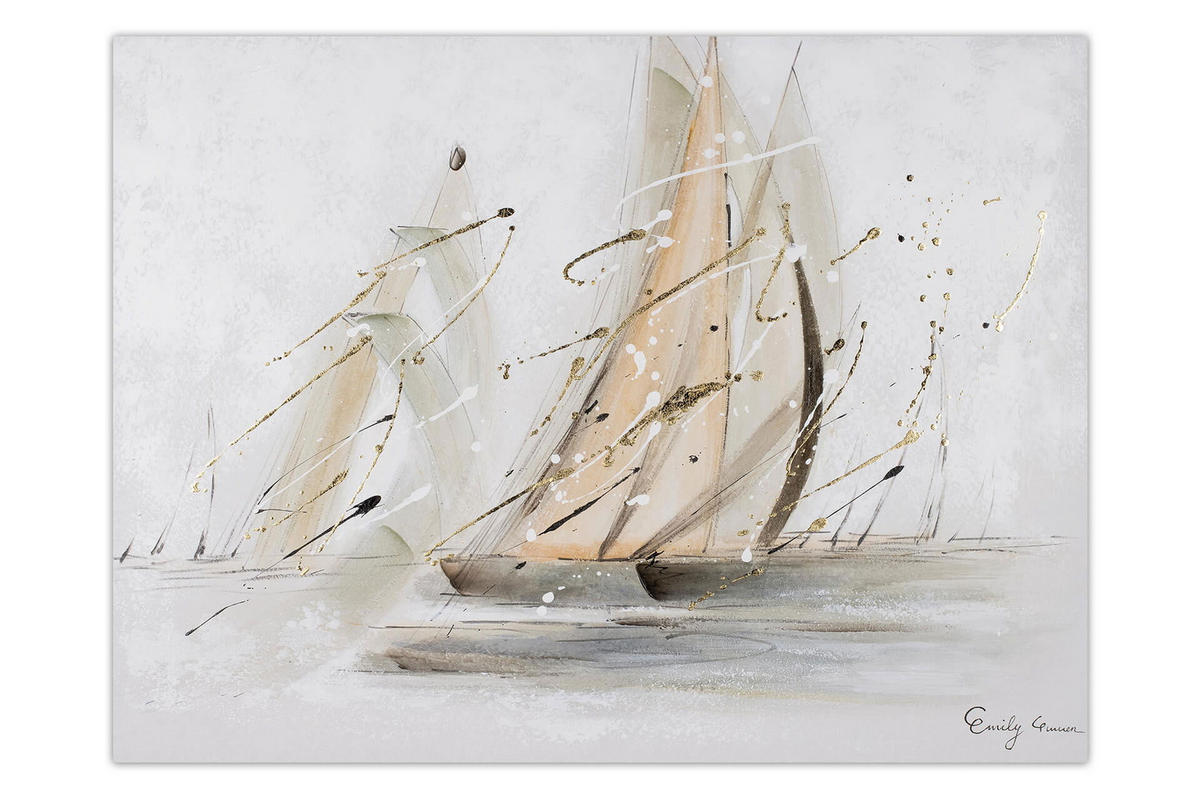 ACRYLBILD HANDGEMALT 100/75 cm - Beige/Grau, Holz/Textil (2/75cm) - KUNSTLOFT