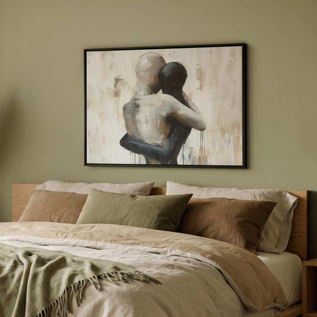 LEINWAND Bilder mit Rahmen - Abstrakt - Liebe - Schwarz und weiß - Modern - 70x50 - Schwarz, Textil (70/50cm) - MuchoWow