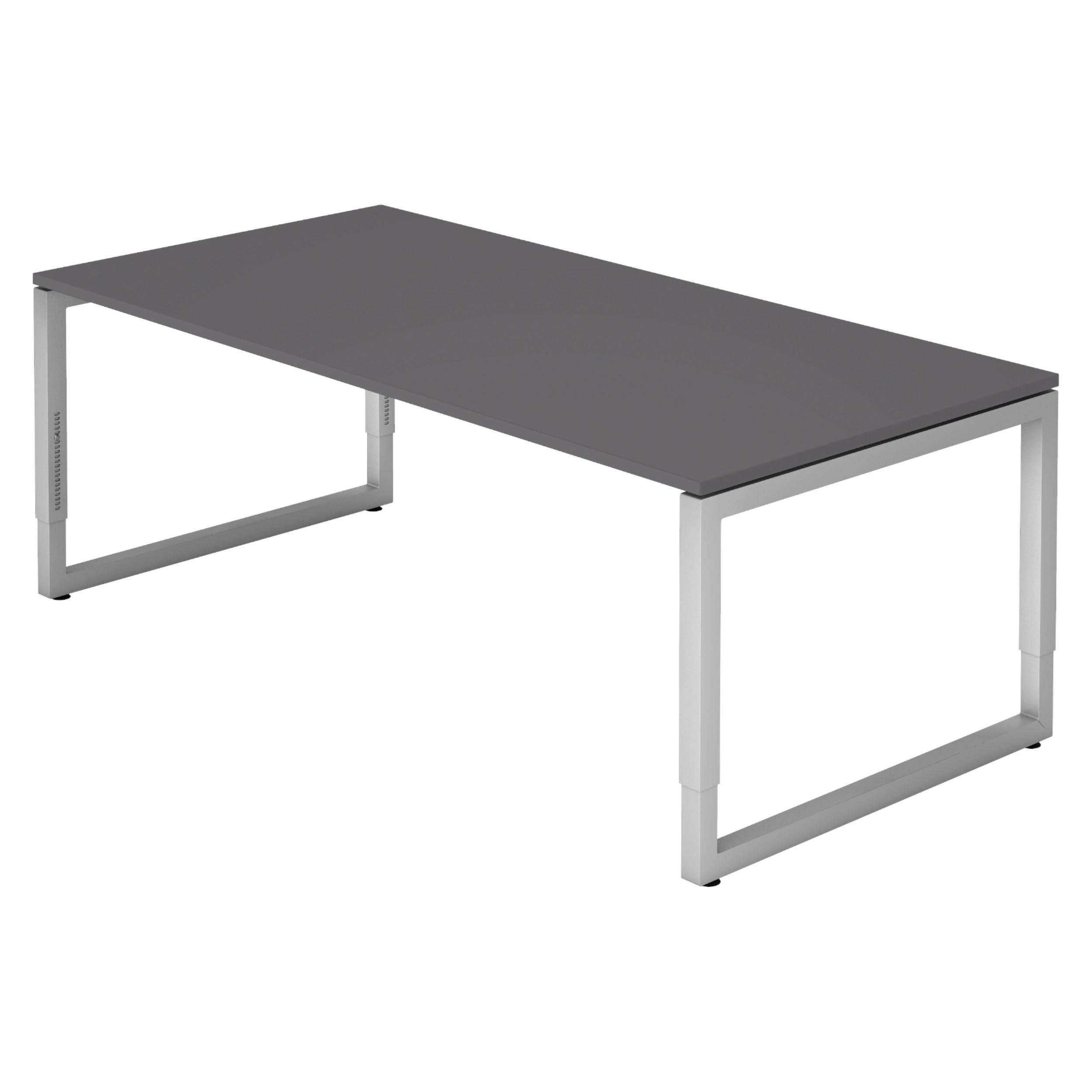 SCHREIBTISCH Serie-R 100/200/74 cm in Graphitfarben/Silberfarben - Silberfarben/Graphitfarben, Holzwerkstoff (100/200/74cm) - bümö