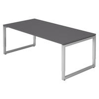SCHREIBTISCH Serie-R 100/200/74 cm in Graphitfarben/Silberfarben - Silberfarben/Graphitfarben, Holzwerkstoff (100/200/74cm) - bümö