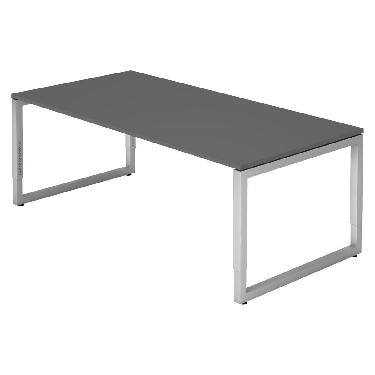 SCHREIBTISCH Serie-R 100/200/74 cm in Graphitfarben/Silberfarben - Silberfarben/Graphitfarben, Holzwerkstoff (100/200/74cm) - bümö