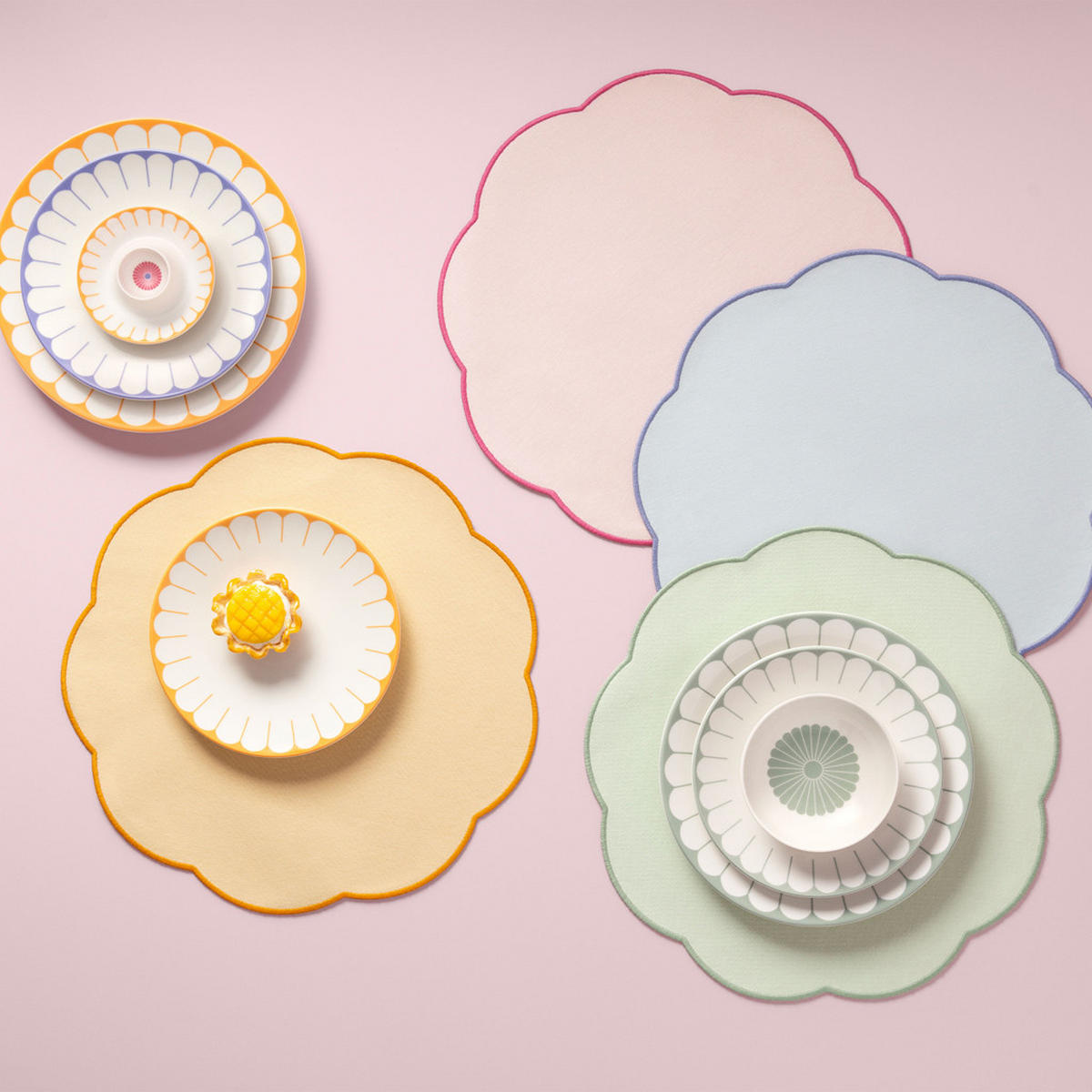 PLATZSETS Fleur Accessoires grün ø 40 cm 6er Set - Grün, Textil (40cm) - Villeroy & Boch