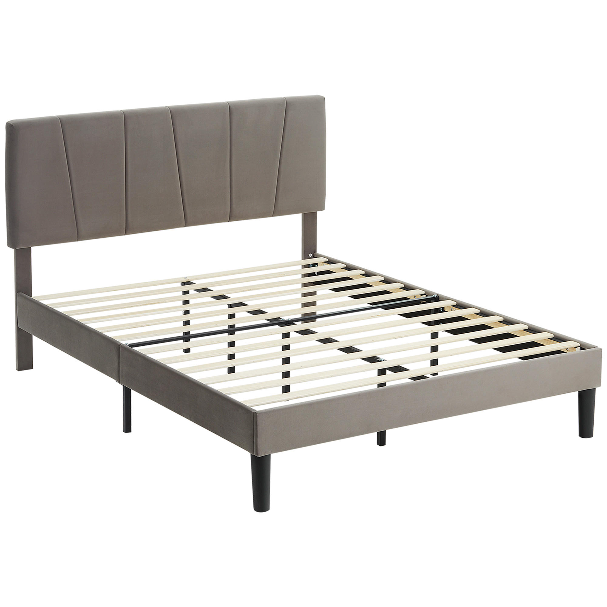 BETT 140x190 cm DE-14578 mit verstellbarem Kopfteil Grau - Grau, Metall (140/190cm) - ComfortXL