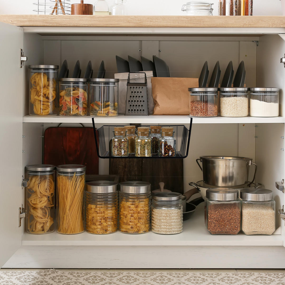 2xUNTERREGALHÄNGEKORB - Schwarz, Metall (34/15/25.5cm) - Relaxdays