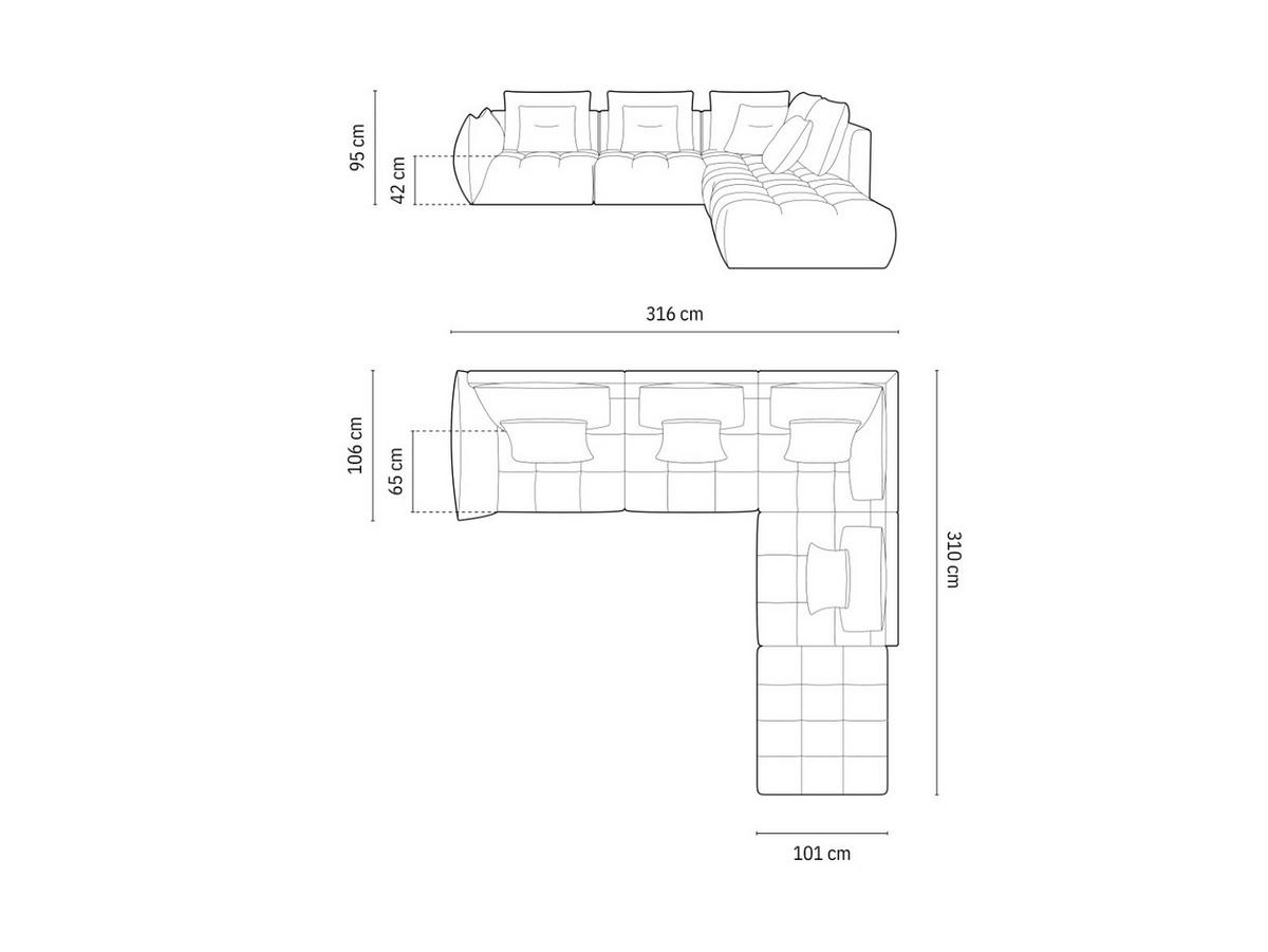 ECKSOFA modular rechts Bloom aus strukturiertem Stoff moosgrün 4 Sitzplätze - Salbeigrün, Textil (310/316cm) - Micadoni