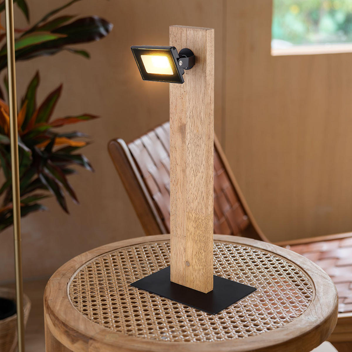 LED TISCHLEUCHTE Kunststoff Weiß - Weiß, Holz (18/12/45cm) - Globo Lighting