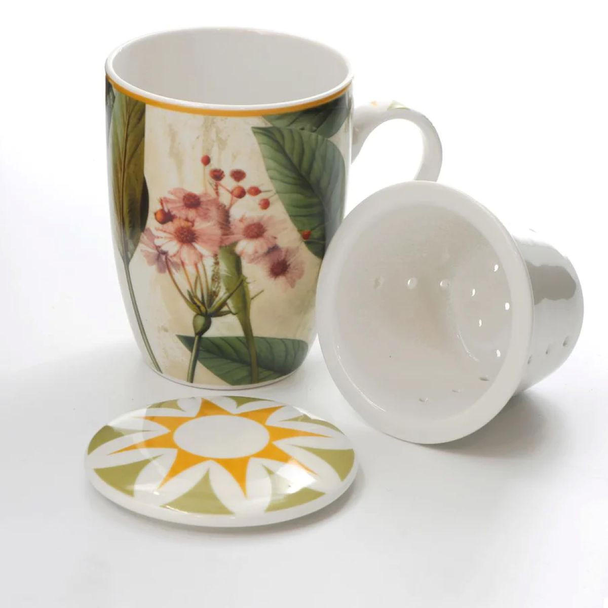 TEEBECHER mit Deckel & Filter MIRABILIA 300 ml gelb - Orange, Keramik (0.3L)