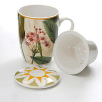 TEEBECHER mit Deckel & Filter MIRABILIA 300 ml gelb - Orange, Keramik (0.3L)