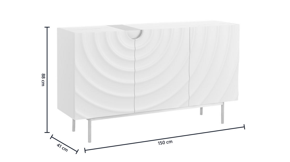 SIDEBOARD FREEDA Weiß Holz - Goldfarben/Weiß, Holz/Metall (140/200cm) - KAWOLA