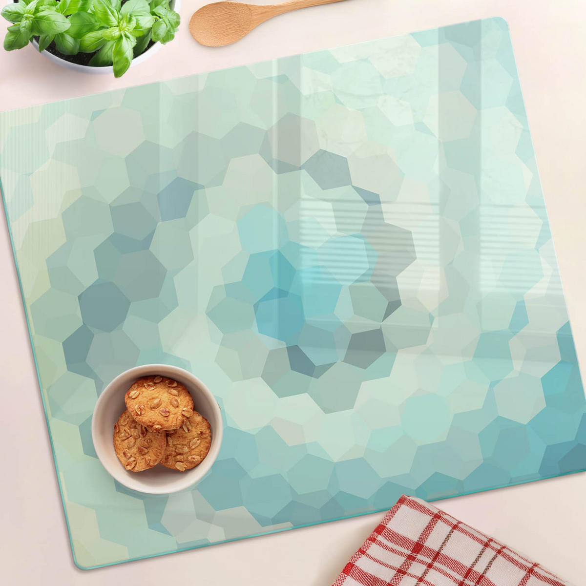 GLASPLATTE 60x52 cm Abstrakt - Blau, Glas (60/0.4/52cm) - TULUP