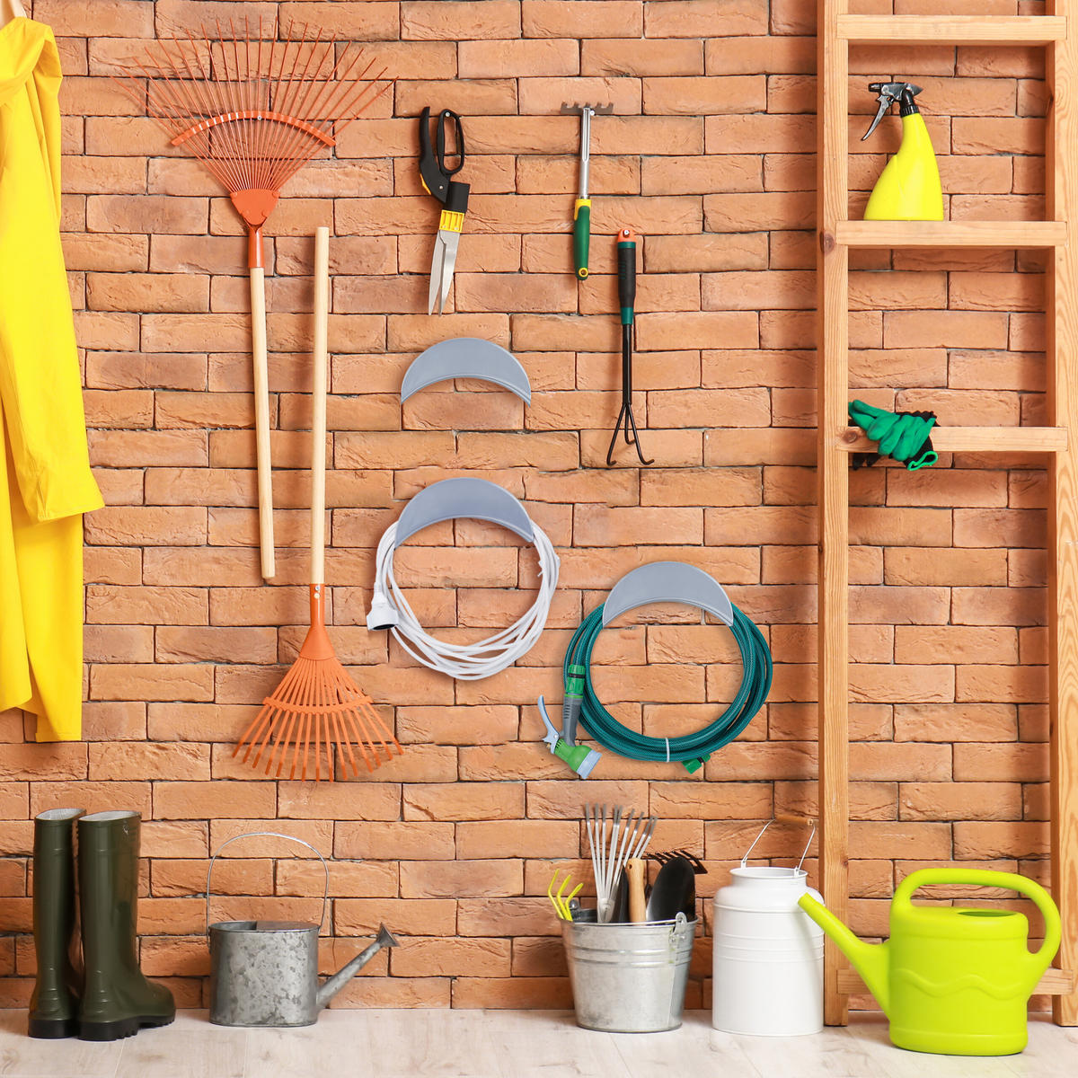 3xSCHLAUCHHALTER - Grau, Metall (28/13/13cm) - Relaxdays