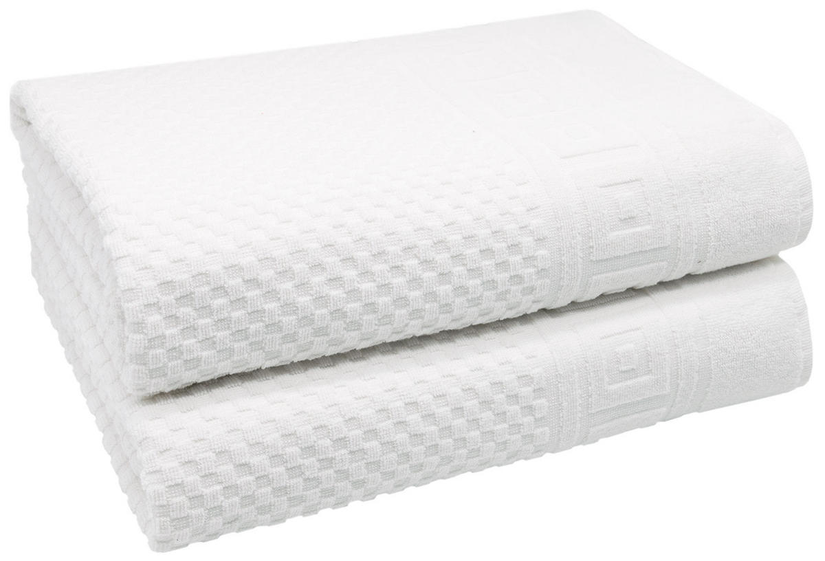 BADETUCH, 2er-Set, 100x150 cm, 100% Baumwolle, Weiß - Weiß, Textil (100/150cm) - Zollner