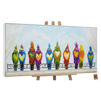 GEMÄLDE Lustige Vögel Schattenfugenrahmen weiß 160x80 cm - Weiß, Holz (160/80cm) - YS-art gallery