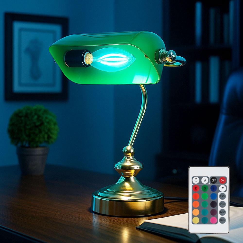 LED SCHREIBTISCHLAMPE Antique Grün Acrylschirm - Grün, Metall (19/16.5/25cm) - Globo Lighting