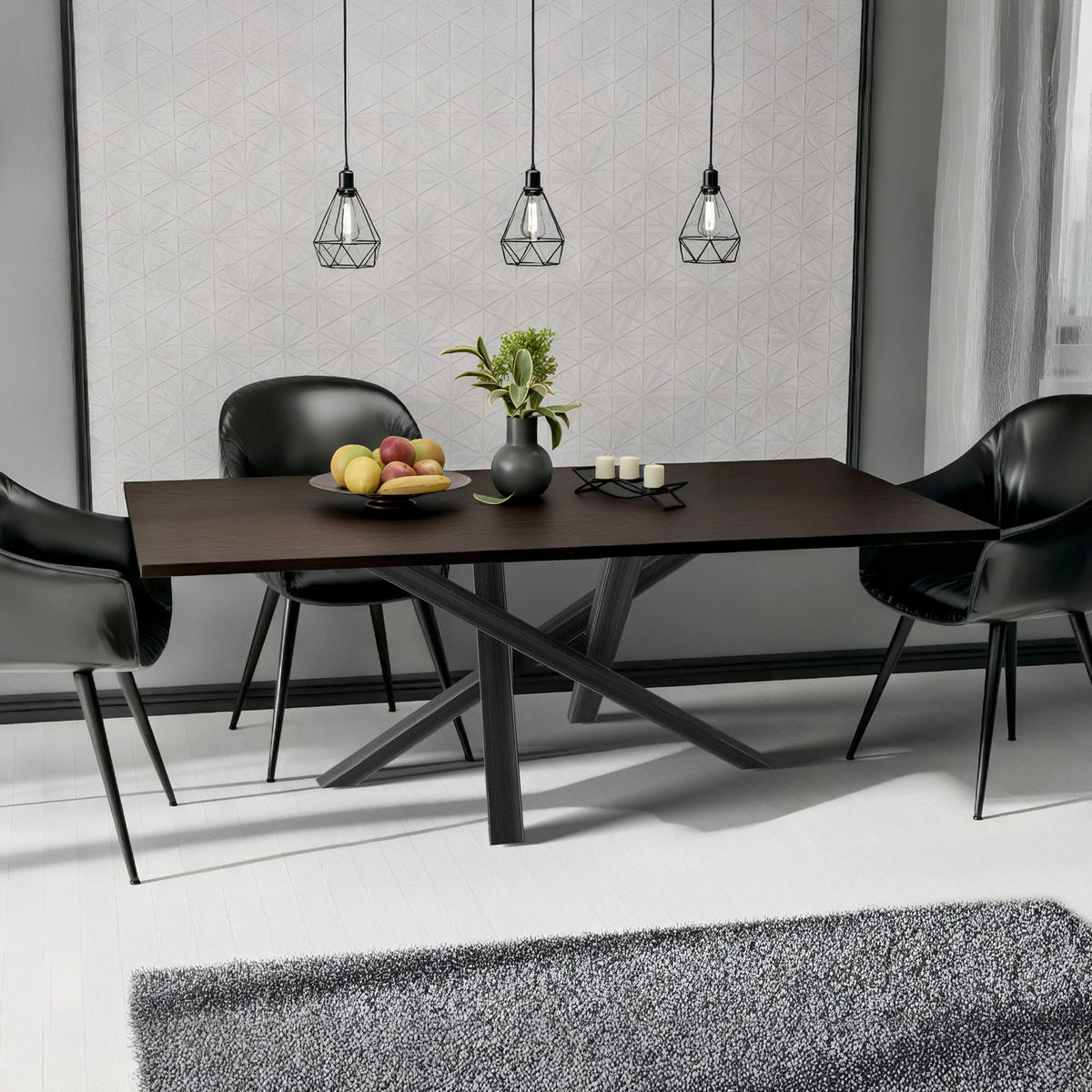 TISCHBEIN eckig 120/60/72 cm Metall Antik Schwarz - Schwarz, Metall (120/72/60cm) - CLP