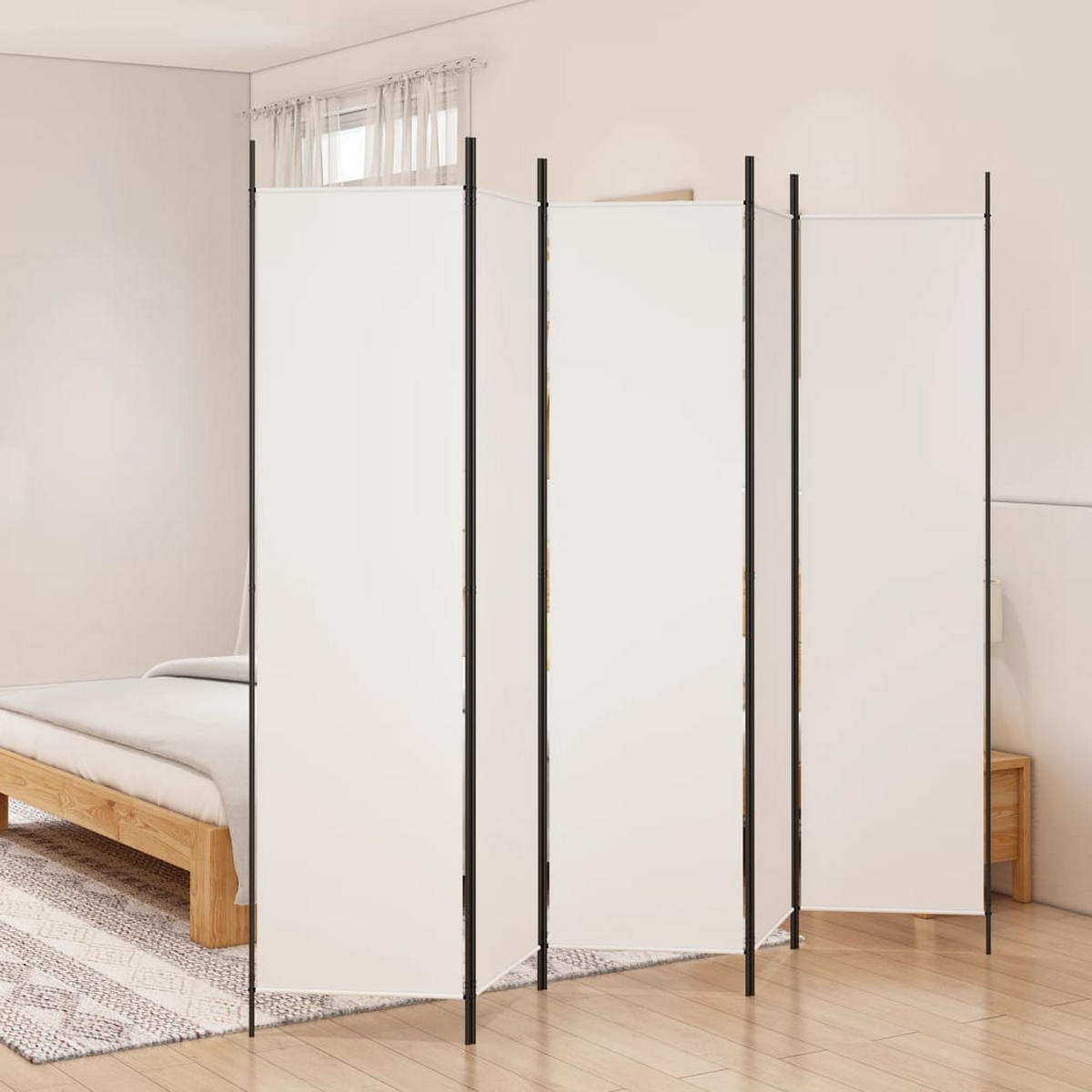 PARAVENT 5-teilig Weiss 250/200 Cm Stoff - Weiß, Textil (250/200/0.1cm) - vidaXL