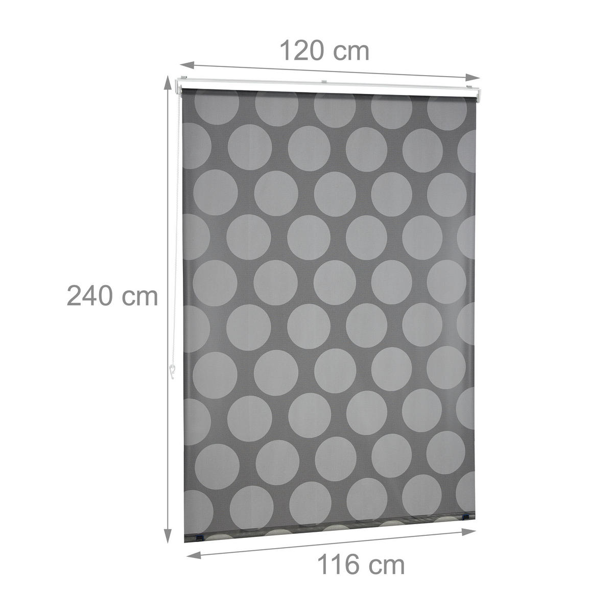 DUSCHROLLO - Grau, Kunststoff/Metall (120/4.5cm) - Relaxdays