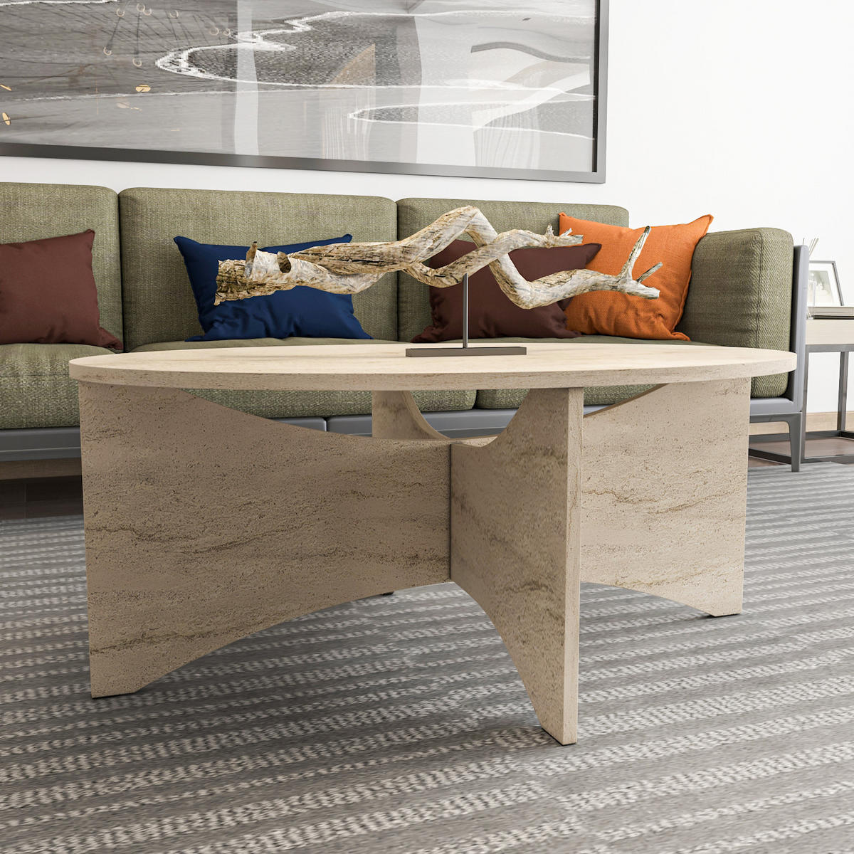 COUCHTISCH Solo Travertin - Creme, Holzwerkstoff (100/70/42cm) - Decorotika