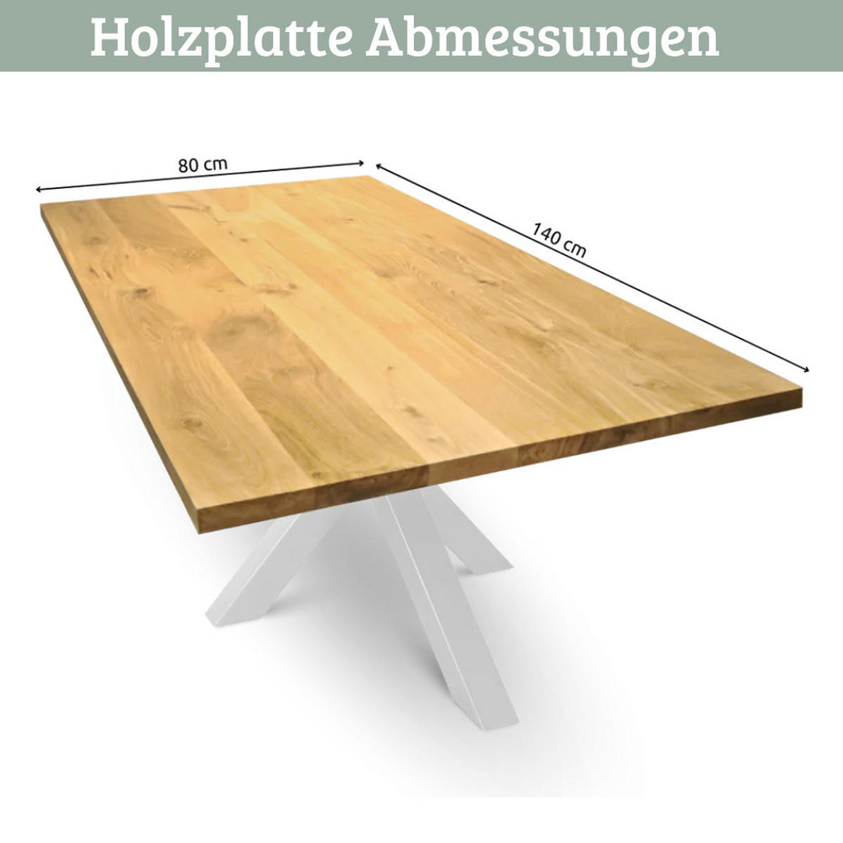 MASSIVHOLZPLATTE Eiche ERIK 140x80 cm Tischplatte rechteckig - Braun, Holz (140/80/4cm) - DELUKE