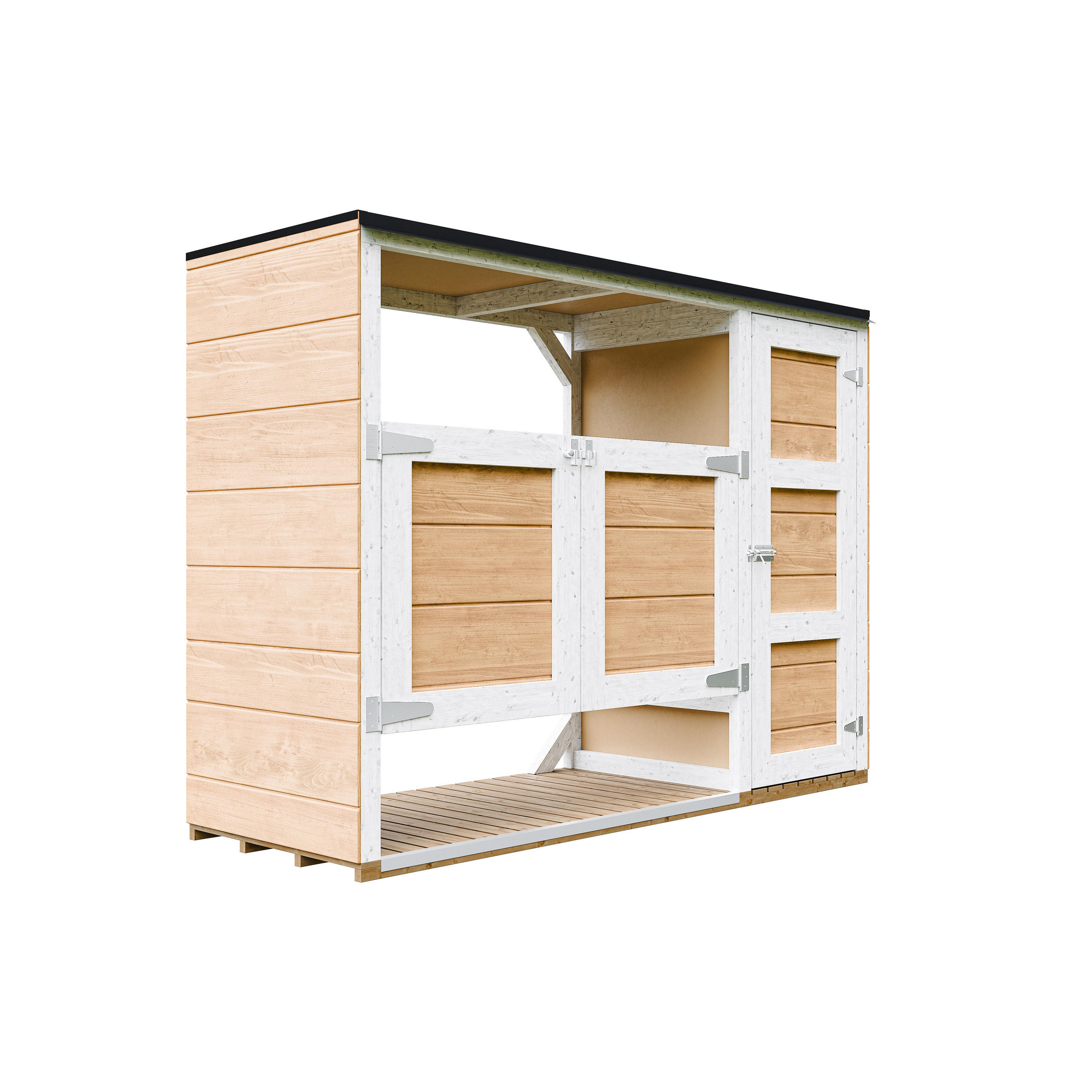 MÜLLTONNENBOX 2er 240L, Timbela M981A-HARVEST HONEY, Aus Wetterfest LP Smartside Holz - Honig, Holz (217/159/75cm) - Timbela