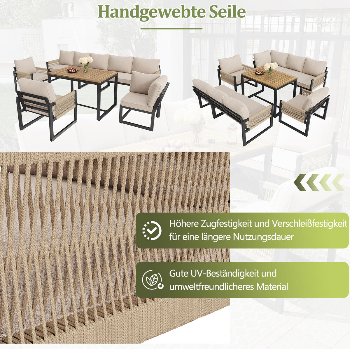 GARTENMÖBEL-SET 95/63/65 cm beige aus Metall und Polyester, modular - Beige, Metall - OKWISH