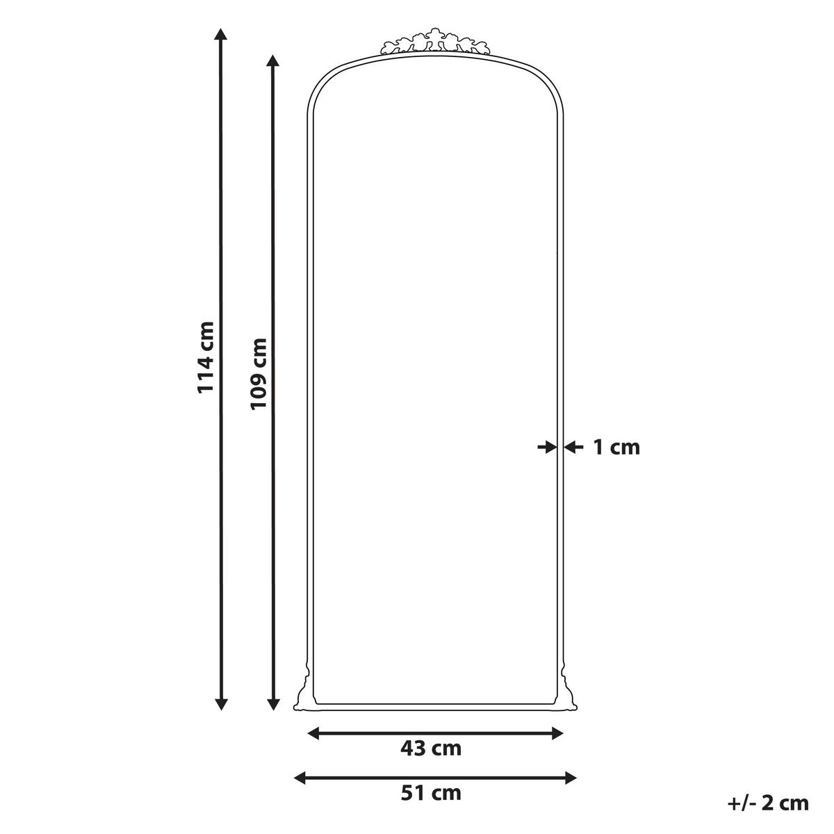 WANDSPIEGEL schwarz Metall 51/114 cm Livry - Schwarz, Metall (51/114/3cm) - Beliani
