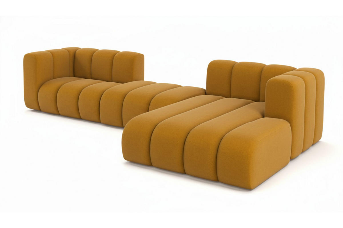ECKSOFA L-Form Grand L 319 cm, Veloursstoff Salvador, Gelb, Rechts - Gelb, Holz (319/179cm) - Kaiser Möbel