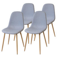 STUHL FANO Stoffbezug Metallbeine Holzoptik 4er Set Grau - Grau, Textil/Metall (44/87/47cm) - Albatros