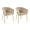 STUHL mit Armlehnen 2er-Set - Samt & Goldfarbenes Metall - Beige - ZAOVA - Beige, Textil (61/76/57cm) - Vente-Unique