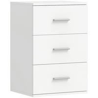 NACHTTISCH mit 3 Schubladen, Beistell-Kommode für Schlafzimmer, MDF, Weiß - Silberfarben/Weiß, Holzwerkstoff/Metall (35/60/40cm) - HOMCOM
