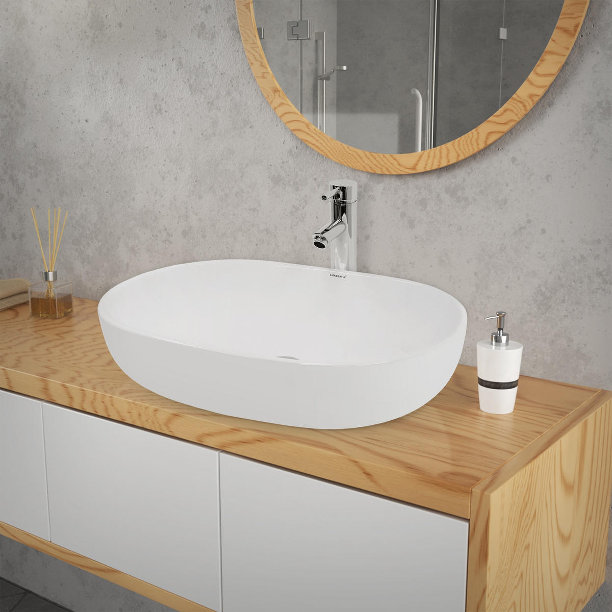 WASCHBECKEN - Weiß, Keramik (42/14.5/60cm) - LuxeBath