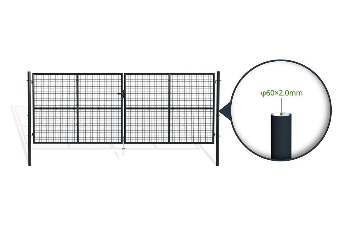 ZAUNTOR Olga Grau 4m H.150cm - Grau, Metall (406/156cm) - Casanoov