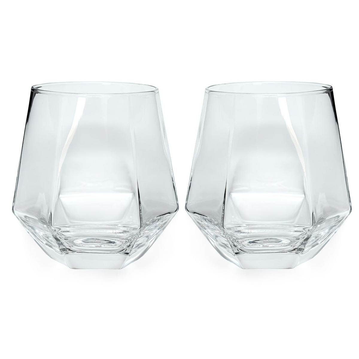 TRINKGLAS SET im Hexagon Design 240 ml (2-tlg) - Transparent, Glas - Intirilife