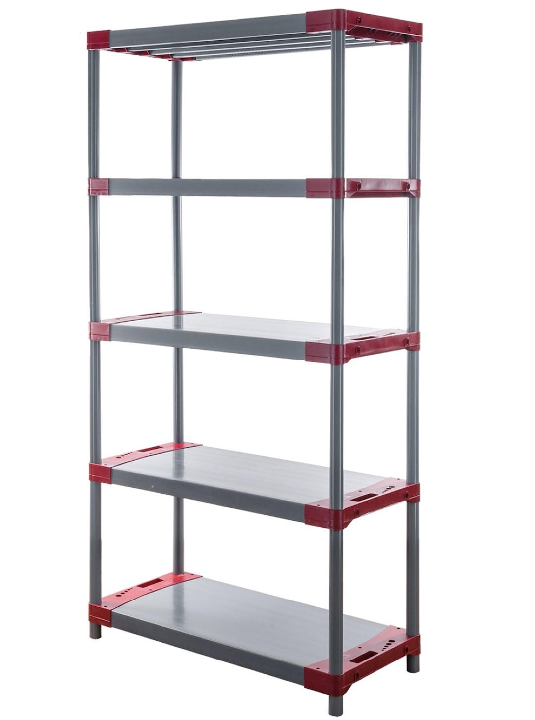 KUNSTSTOFFREGAL GREY BEAR Tall 180x80x46cm Fachlast 120kg Grau-Rot - Rot, Kunststoff (80/180/46cm) - PROREGAL