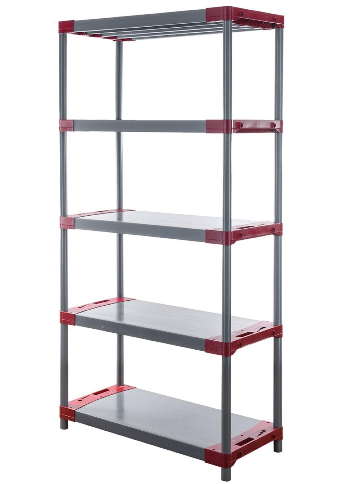 KUNSTSTOFFREGAL GREY BEAR Tall 180x80x46cm Fachlast 120kg Grau-Rot - Rot, Kunststoff (80/180/46cm) - PROREGAL