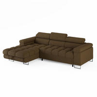 ECKSOFA CLOUD Links Braun L-Form Bouclé-Stoff mit Schlaffunktion und Bettkasten - Chromfarben/Braun, Holz/Metall (235/275cm) - Barchello