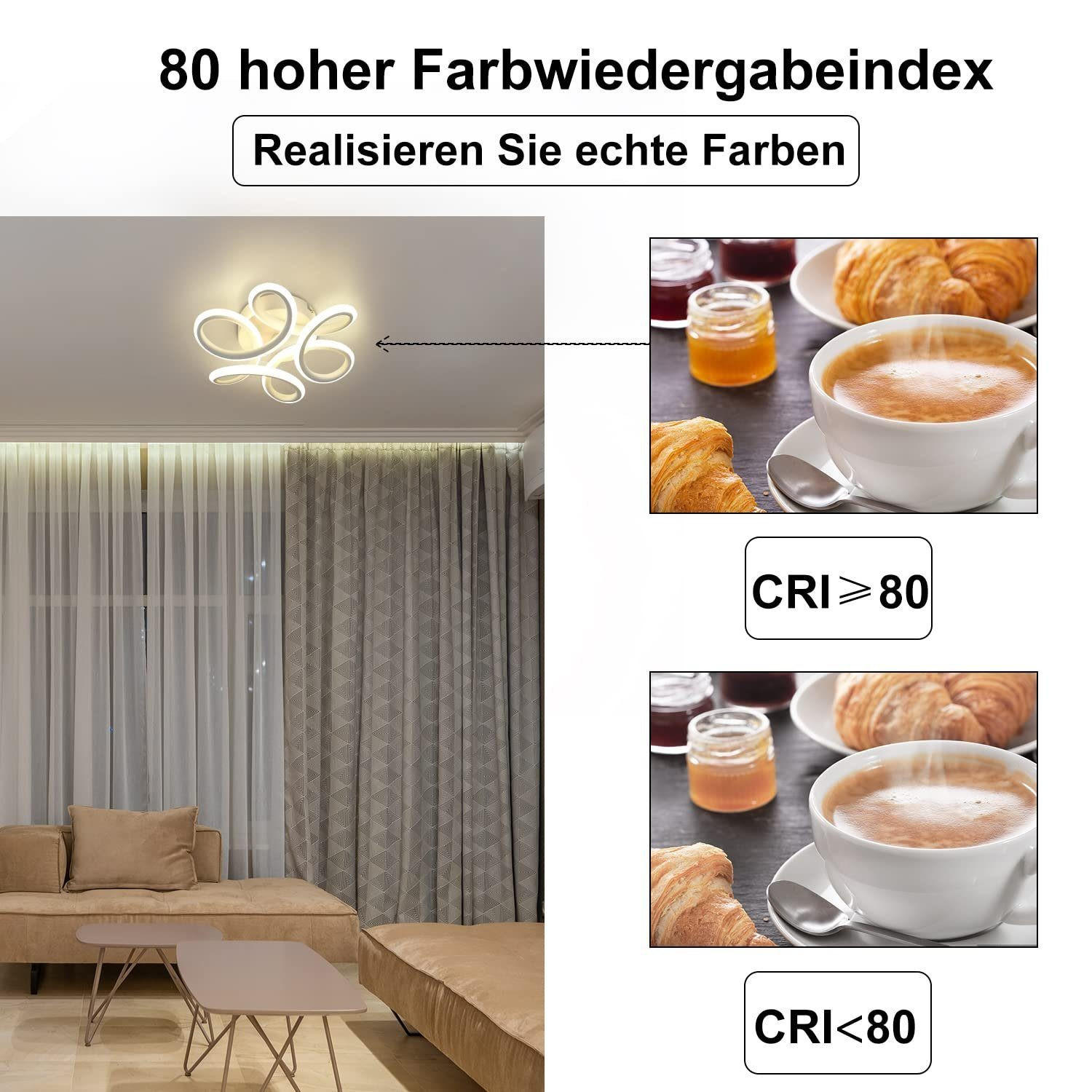 Thumbnail - ZMH Led-Deckenleuchte, Weiß, Metall, Mode, Freiform, 26x9x26 cm, Lampen & Leuchten, LED Beleuchtung, LED-Deckenleuchten