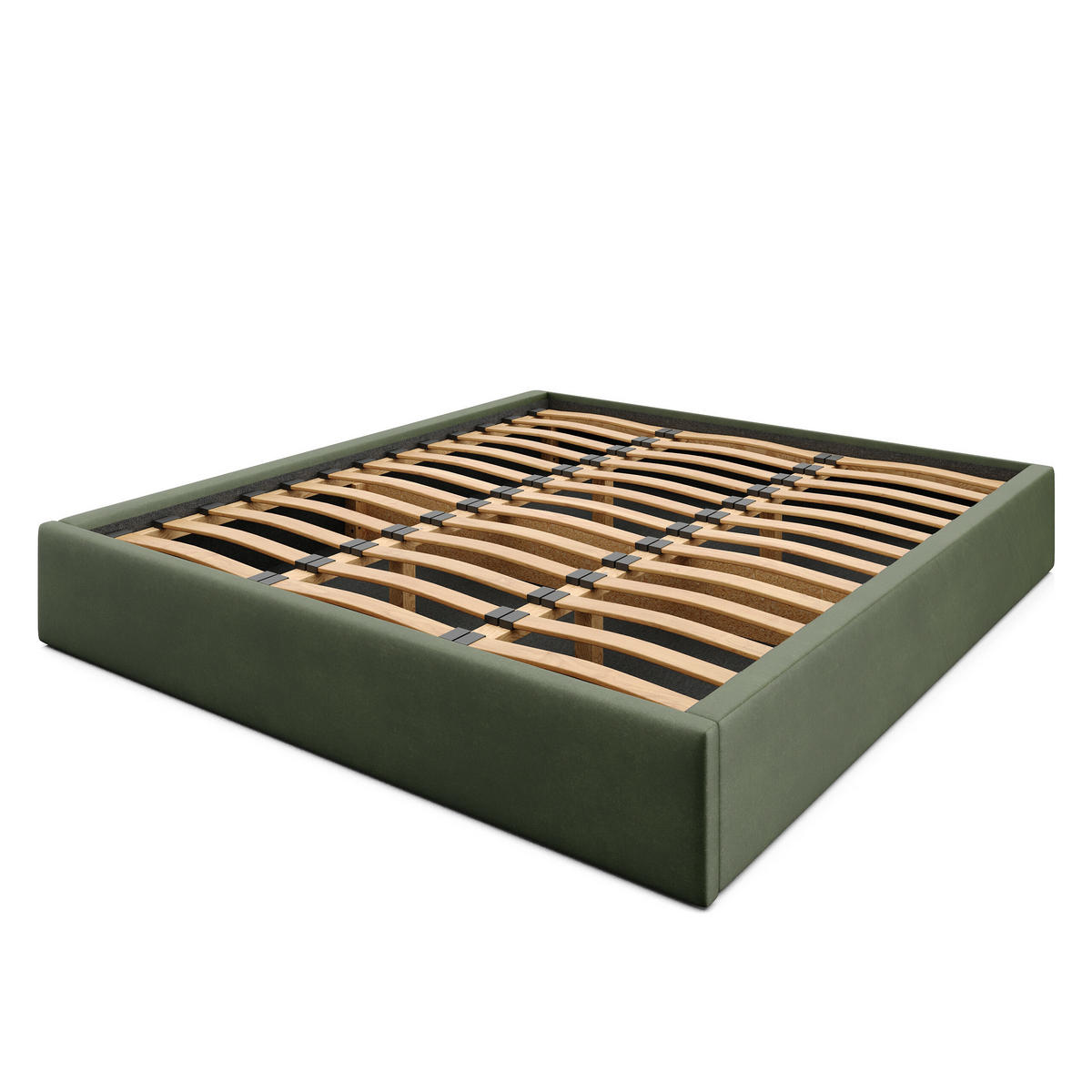 POLSTERBETT 180x200cm Bett mit Stauraum Lattenrost Khaki - Olivgrün, Holz/Holzwerkstoff (180/200cm) - Muralo