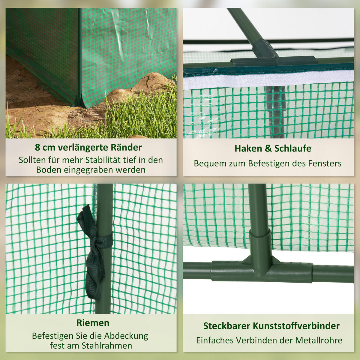 FOLIENGEWÄCHSHAUS, Grün, Metall, PE - Grün, Kunststoff (92/92/180cm) - Outsunny