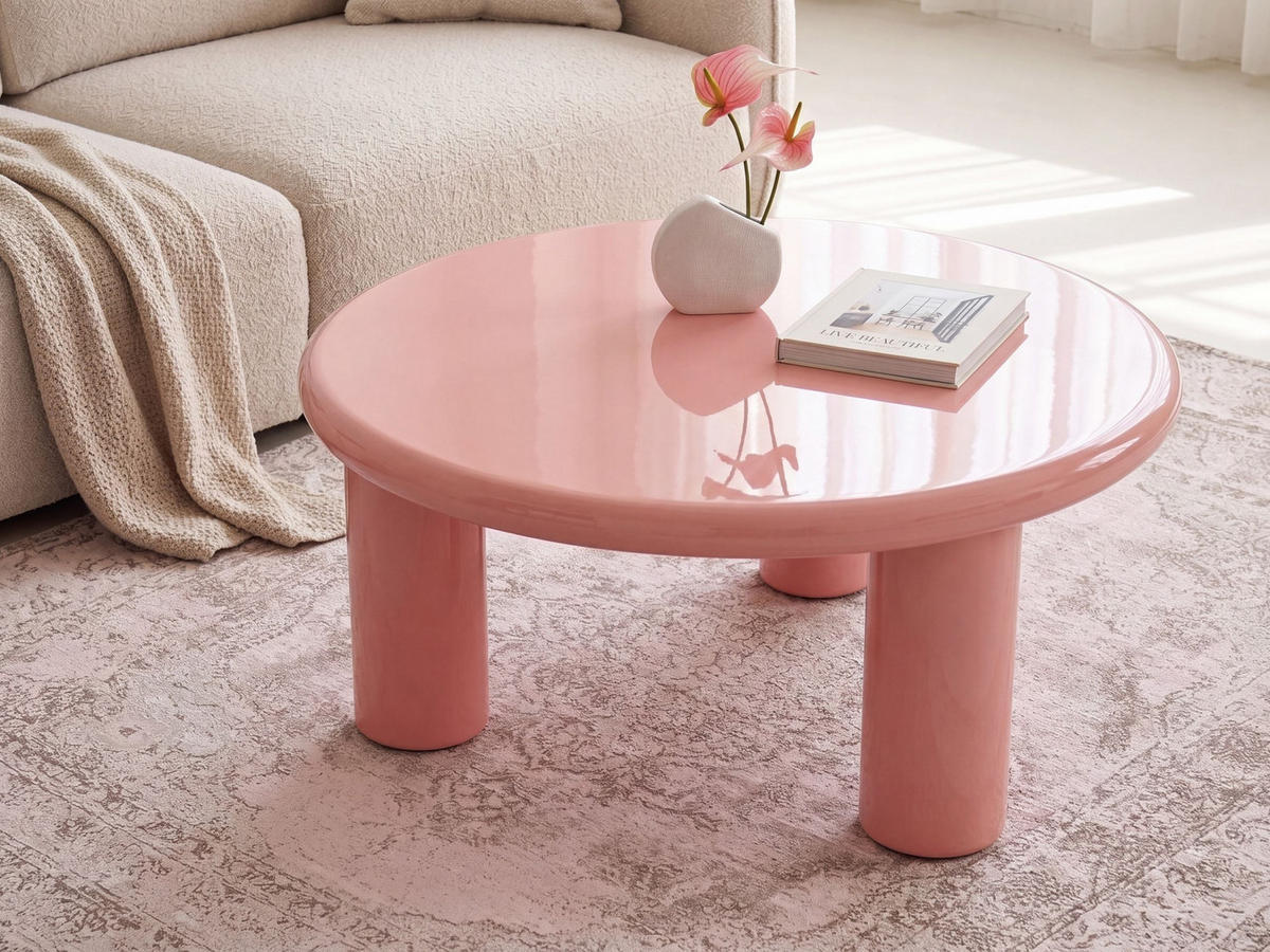 KONFERENČNÍ STOLEK Růžový Itasca - růžová, kompozitní dřevo (80/80/35cm) - Beliani