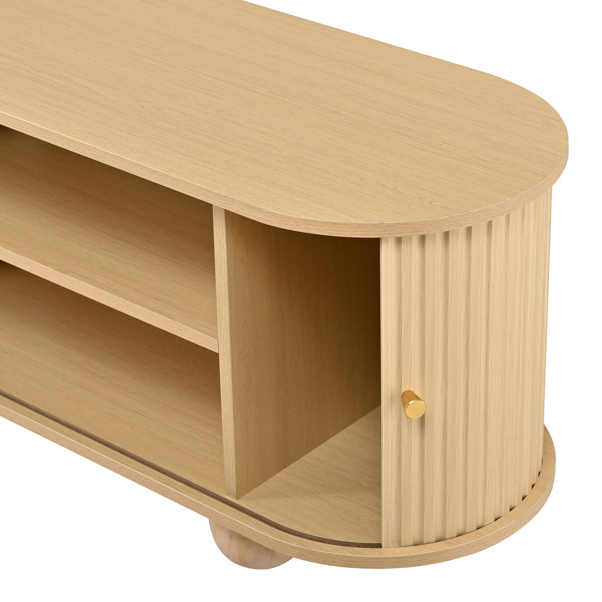 COUCHTISCHSET TV-Schrank MDF Schiebetüren Relief Schwarz - Naturfarben, Holzwerkstoff (180/45/35cm) - FLIEKS
