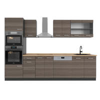 KÜCHENZEILE R-Line Edelgrau/Anthrazit 300 cm mit Hochschrank, ohne Arbeitsplatte - Anthrazit/Braun, Holzwerkstoff (300/81.6/46cm) - Vicco
