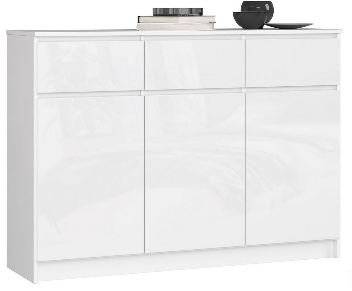 KOMMODE Weiß, Weiß Glanz 99/138/40 - Weiß, Holzwerkstoff (138/99/40cm) - RAUMHIRSCH FURNITURE