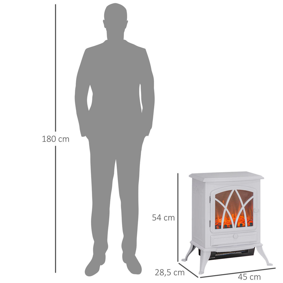 ELEKTROKAMIN DE-17053 1000/2000 W LED-Flamme Weiß - Weiß, Kunststoff (45/54/28.5cm) - ComfortXL