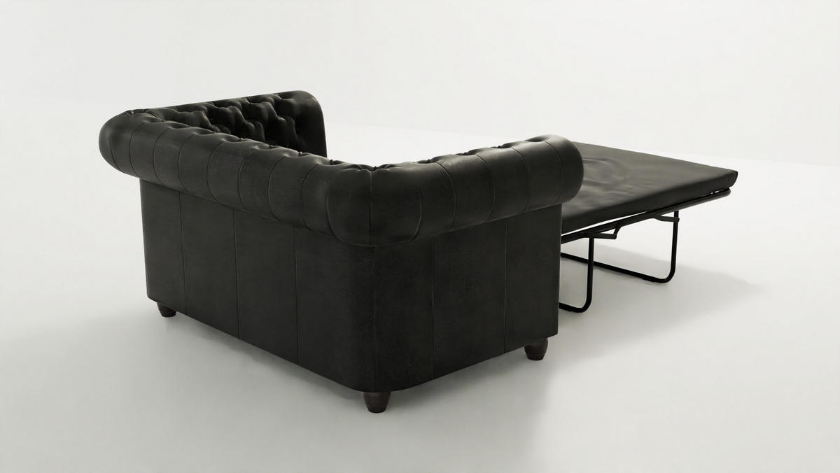 SITZGARNITUR mit Schlaffunktion 3+2+1 Chesterfield Flux Anthrazit Microfaser Vintageoptik - Anthrazit/Braun, Holz/Textil (203/72/86cm) - S-Style Möbel