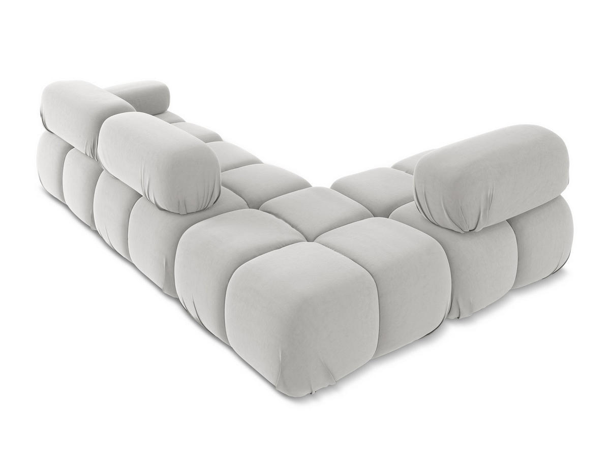 ECKSOFA Links Samt Stoff Grau - Silberfarben/Schwarz, Kunststoff/Textil (190/285cm) - Makamii