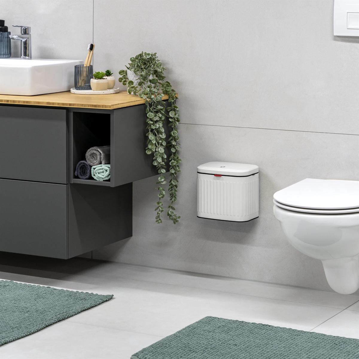 ABFALLEIMER 3 Liter, weiß - Weiß, Metall (22.5/20/16.5cm) - eluno